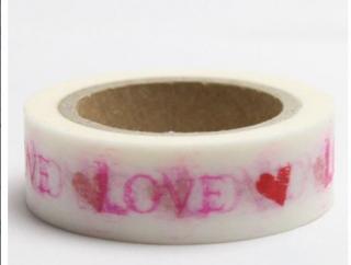 Dekorační lepicí páska - WASHI tape-1ks love neoneové