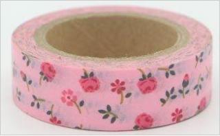 Dekorační lepicí páska - WASHI tape-1ks malinkaté růžičky
