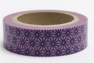 Dekorační lepicí páska - WASHI tape-1ks modrá pavučina v růžovém