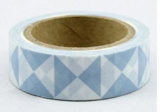 Dekorační lepicí páska - WASHI tape-1ks modré 3úhelníky