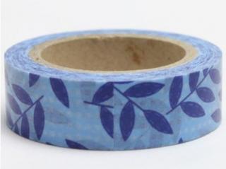 Dekorační lepicí páska - WASHI tape-1ks modré větvičky v modré