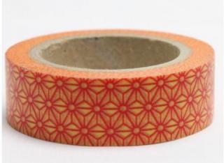 Dekorační lepicí páska - WASHI tape-1ks oranžová pavučina