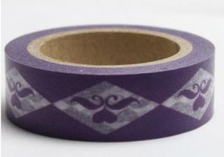 Dekorační lepicí páska - WASHI tape-1ks ornament ve fialové