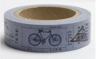 Dekorační lepicí páska - WASHI tape-1ks parník, kolo, cestování