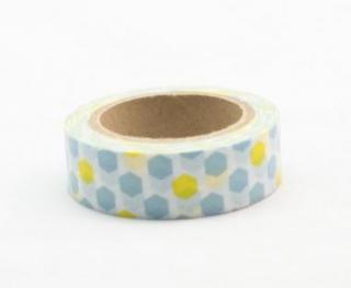 Dekorační lepicí páska - WASHI tape-1ks plástve žluté, modré