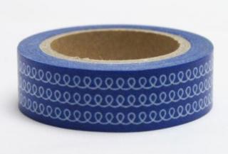 Dekorační lepicí páska - WASHI tape-1ks pletení v modrém