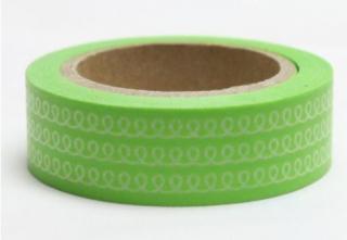 Dekorační lepicí páska - WASHI tape-1ks pletení v zeleném