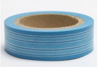 Dekorační lepicí páska - WASHI tape-1ks pruhy rovné modré v modré