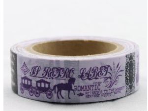 Dekorační lepicí páska - WASHI tape-1ks ROMANTIC v lila