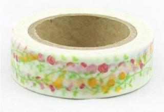 Dekorační lepicí páska - WASHI tape-1ks růže s kvítím