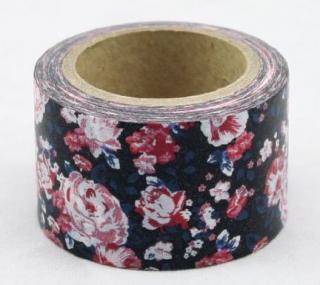 Dekorační lepicí páska - WASHI tape-1ks růže v černém