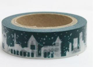Dekorační lepicí páska - WASHI tape-1ks sněží