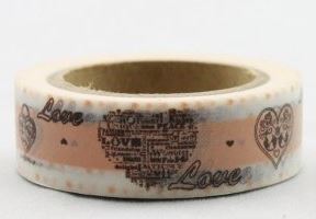 Dekorační lepicí páska - WASHI tape-1ks srdce s nápisem LOVE