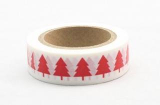 Dekorační lepicí páska - WASHI tape-1ks stromy červené