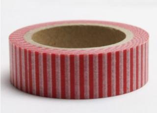 Dekorační lepicí páska - WASHI tape-1ks svislé červené pruhy