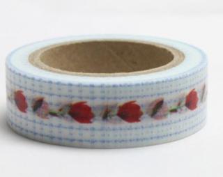 Dekorační lepicí páska - WASHI tape-1ks tulipány v kanafasu