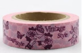 Dekorační lepicí páska - WASHI tape-1ks Vintage style, růže