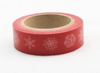 Dekorační lepicí páska - WASHI tape-1ks vločky červené