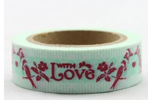 Dekorační lepicí páska - WASHI tape-1ks With Love, ptáci