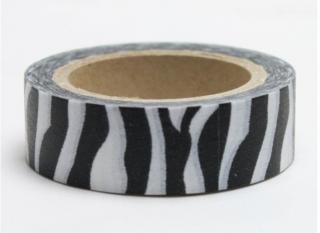 Dekorační lepicí páska - WASHI tape-1ks - zebra bílá