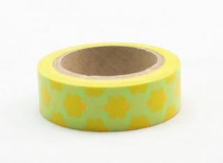 Dekorační lepicí páska - WASHI tape-1ks žluté kvítí v žluté