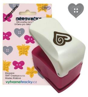 Děrovačka s embossing efektem 25 mm - srdce s dirkami