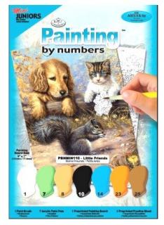 Malování podle čísel - Pejsek s kočkou