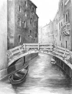 Malování SKICOVACÍMI TUŽKAMI- Benátský most