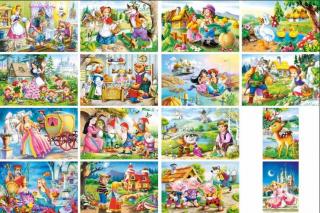 Minipuzzle 54 dílků - Pohádky - mix obrázků 32ks v balení