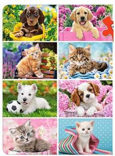 Minipuzzle- Kočky a pejsci - mix obrázků 32ks vbalení NOVÉ
