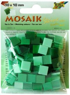 Mozaika pryskyřicová 10x10mm - zelený mix