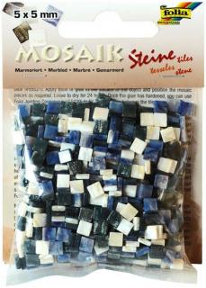 Mozaika pryskyřicová 5x5mm - modrý mramor