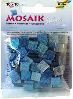 Mozaika třpytivá 10x10mm - modrá