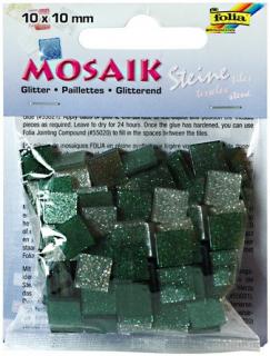 Mozaika třpytivá 10x10mm - zelená