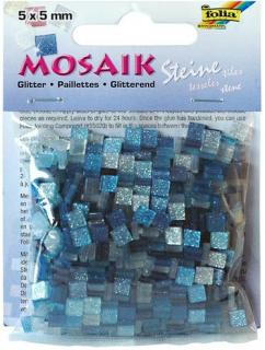 Mozaika třpytivá 5x5mm - modrá