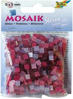 Mozaika třpytivá 5x5mm - růžová