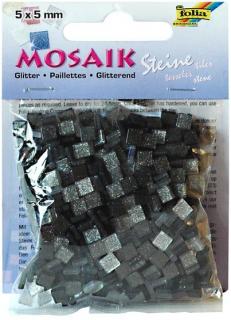 Mozaika třpytivá 5x5mm - šedá