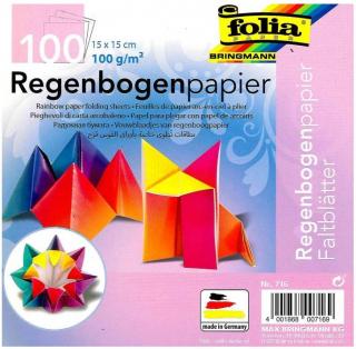 Papíry na skládání Origami- duhové, 100 listů, 15x15 cm, 70g – mix barev