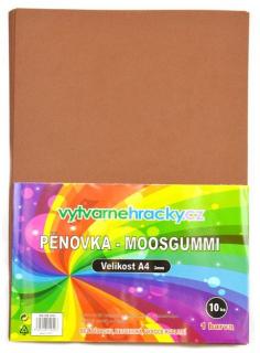 Pěnovka moosgummi - hnědá, 1 ks, A4 - cca 2 mm