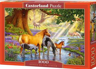 Puzzle 1000 dílků - Koně v říčce