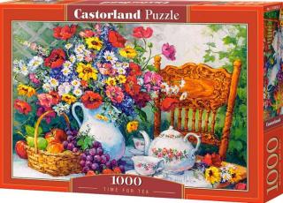 Puzzle 1000 dílků- Konvička s čajem s kyticí