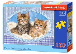 Puzzle 120 dílků - Koťátka v pletené dece