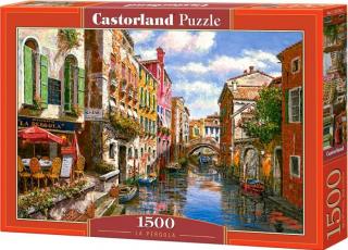 Puzzle 1500 dílků Malovaný vodní kanál a gondoliér
