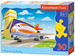 Puzzle 30 dílků - Letadlo na runway