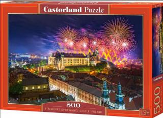 Puzzle 500 dílků- Ohňostroj nad hradem Wawel, Polsko