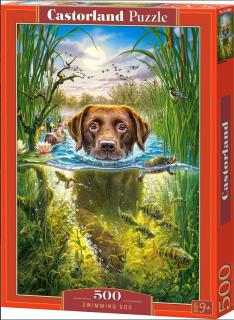 Puzzle 500 dílků- Plavající psík