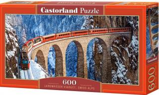 Puzzle 600 dílků - Vlak ve Švýcarských Alpách