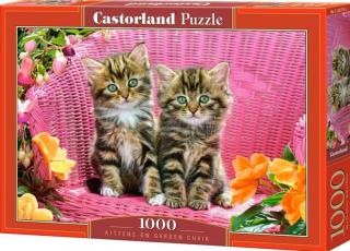 Puzzle Castorland 1000 dílků - Koťátka v proutěném křesle