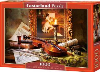 Puzzle Castorland 1000 dílků - Zátiší s houslemi a kresbou