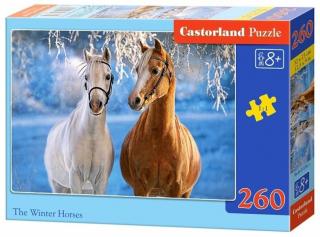 Puzzle Castorland 260 dílků - Koně v zasněžené krajině